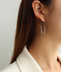 Minimal Design Paper Clip Hoop Earrings