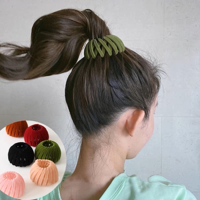 Geometric bird nest elastic hair-bubbles