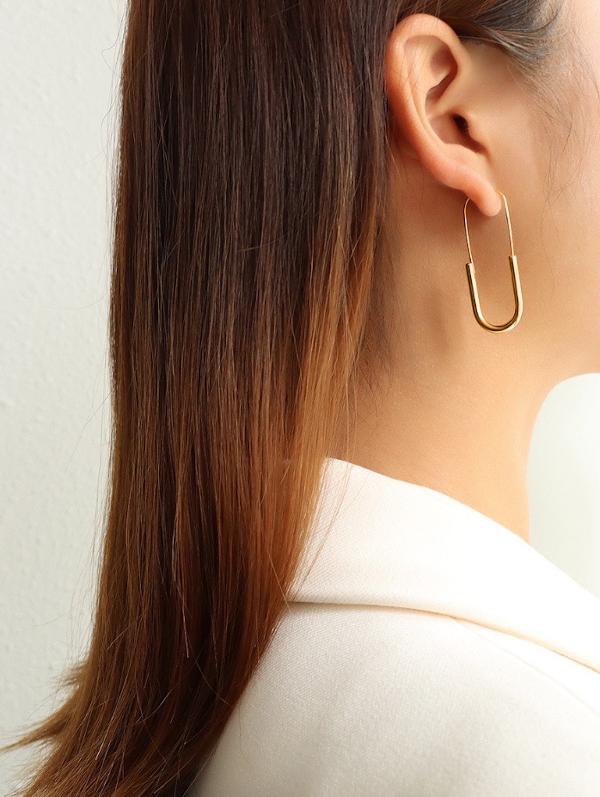 Minimal Design Paper Clip Hoop Earrings