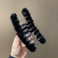 Elegant Rose Large Hair Clip-Black Fur