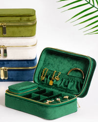 Duel Velvet jewelry box - Emerald green