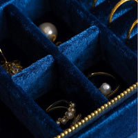 Duel Velvet jewelry box-Sapphire blue