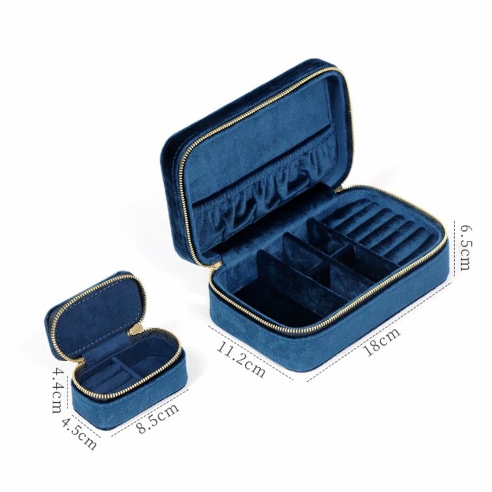 Duel Velvet jewelry box-Sapphire blue