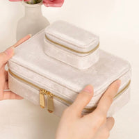 Duel Velvet jewelry box-Milky beige