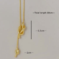 Longline Sweater Necklace with Knot-Gold n Silver