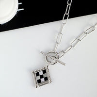 Vintage look check board necklace