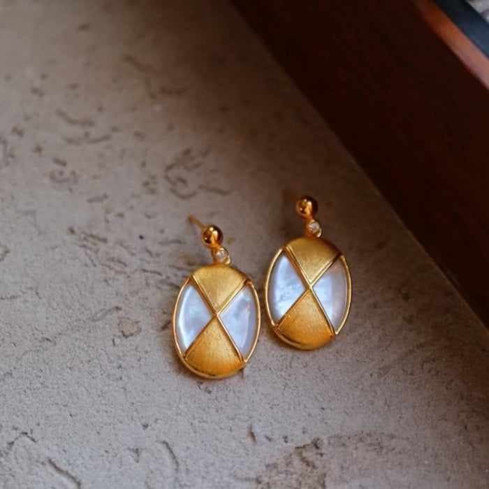 Mother of Pearl gold vermeil pendant earring