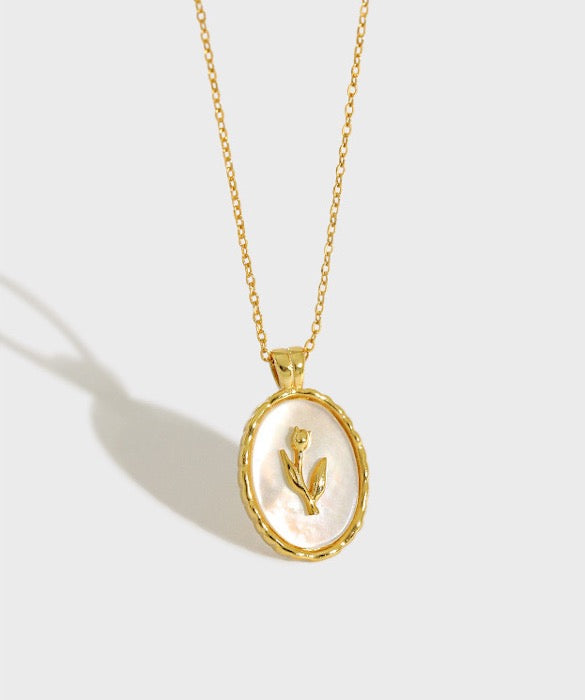 MOP tulip pendant necklace